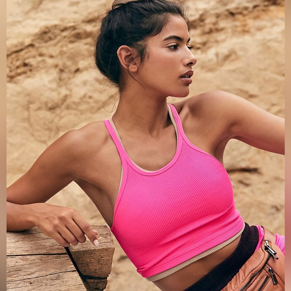 Free People Happiness Runs Long Crop Top in Pink Size XS SMALL NWOT $40 - Picture 4 of 10